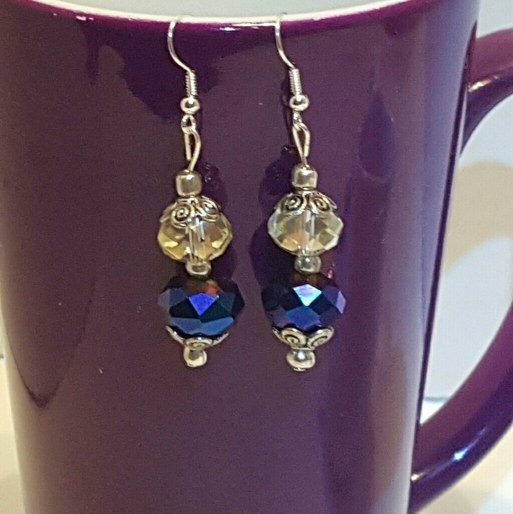 ⬇$16 Purple Crystal Dangels, Artisan Jewelry